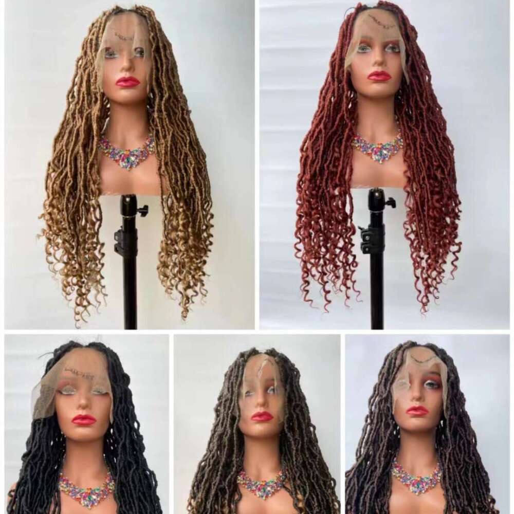 Lace Front Wig Cover T Shape Fashion Full Lace Hair Cover Long Headband Loose Tail Dirty Braid Synthetic Fiber High Temperature Silk Wig