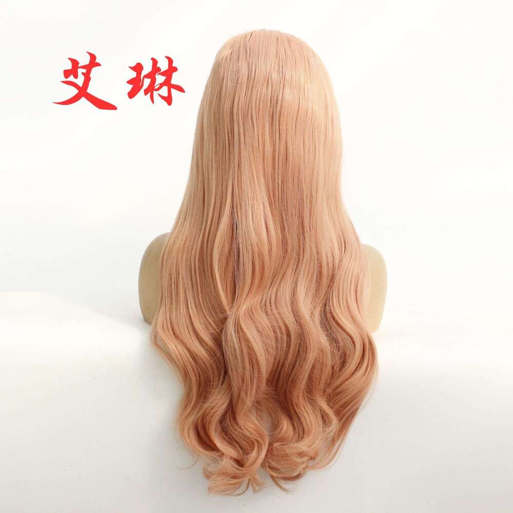 Lace Front Wig Cover T Shape Fiber Front Lace Headband Cigarette Pink Big Wave Long Curly Hair Half Hand Hook Wig