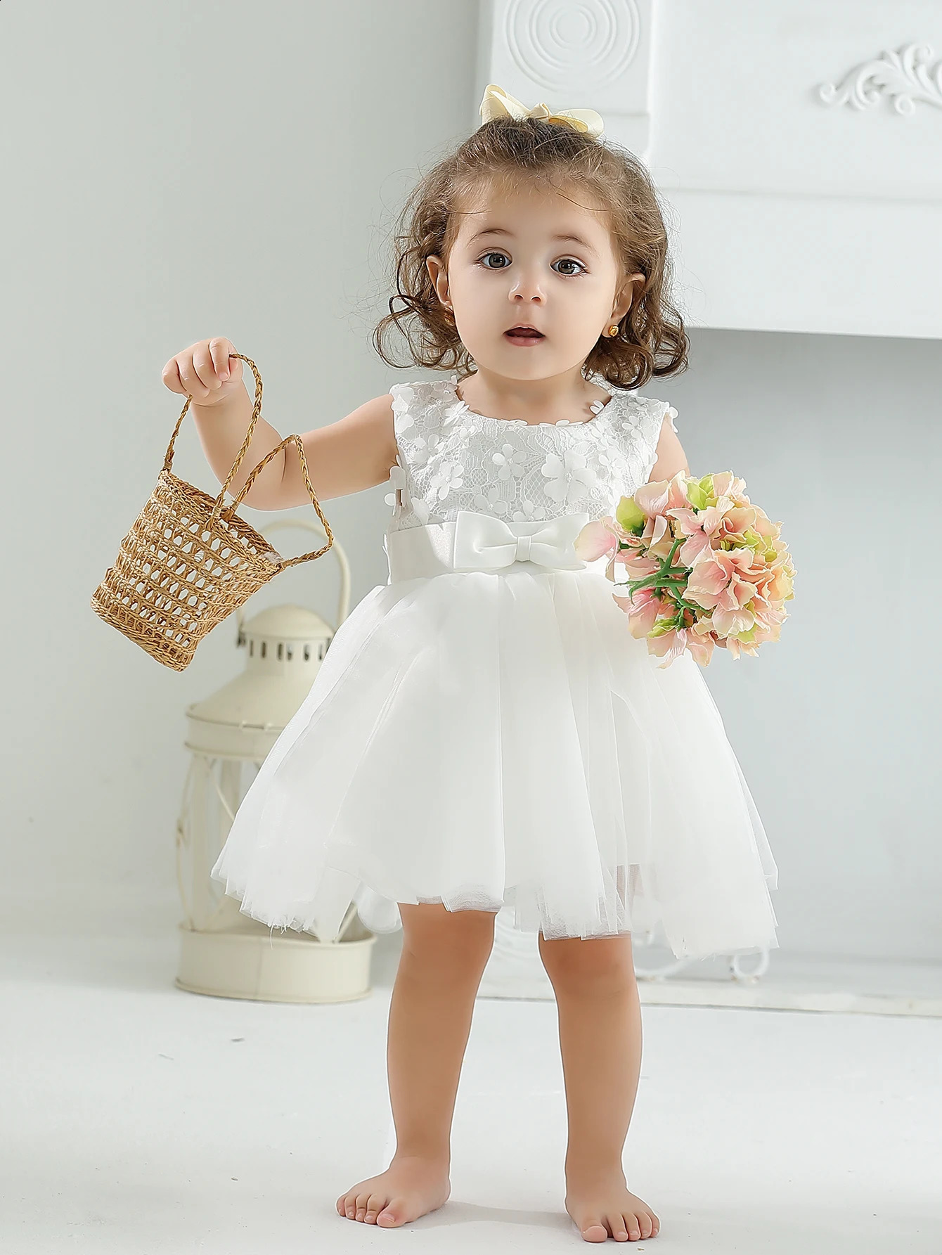 White Christening Dress for Baby Girl Baptism Dress Birthday Princess Clothes Christening Gowns Baby Dress 12 to 18 Months 250115