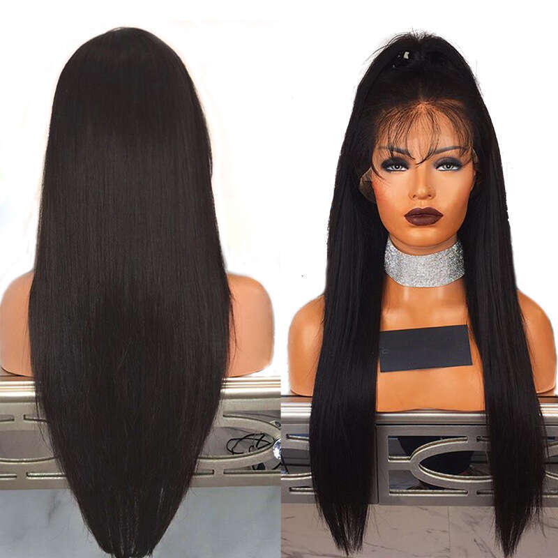 Lace Front Wig Cover T Shape Natural Hairline Black Long Straight Hair High Temperature Silk Synthetic Fiber Front Lace Wig Headband With Natural Seam