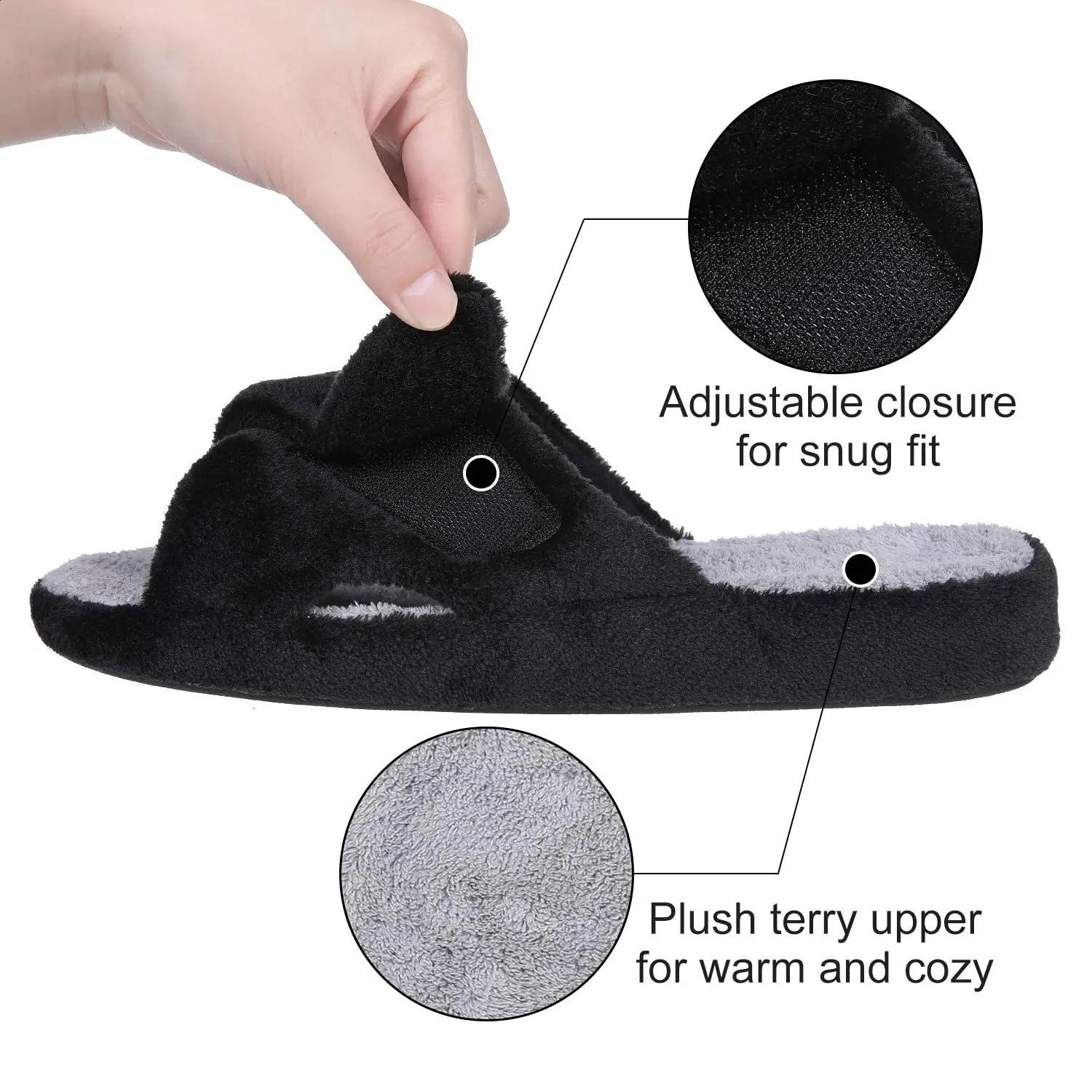 Litfun Women Indoor Flat Slippers Adjustable Band Soft Sole House Lovely Cotton Slides Memory Foam Bedroom 250117