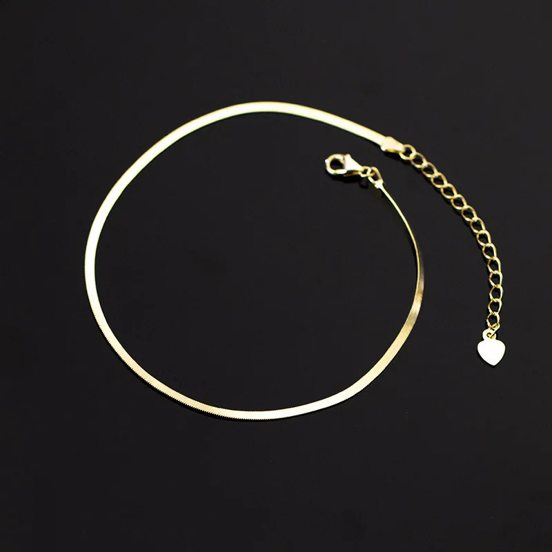 WANTME 925 sterling silver minimalist 18k golden luster snake bone ankle suitable for womens beach summer charm party jewelry accessories 250110
