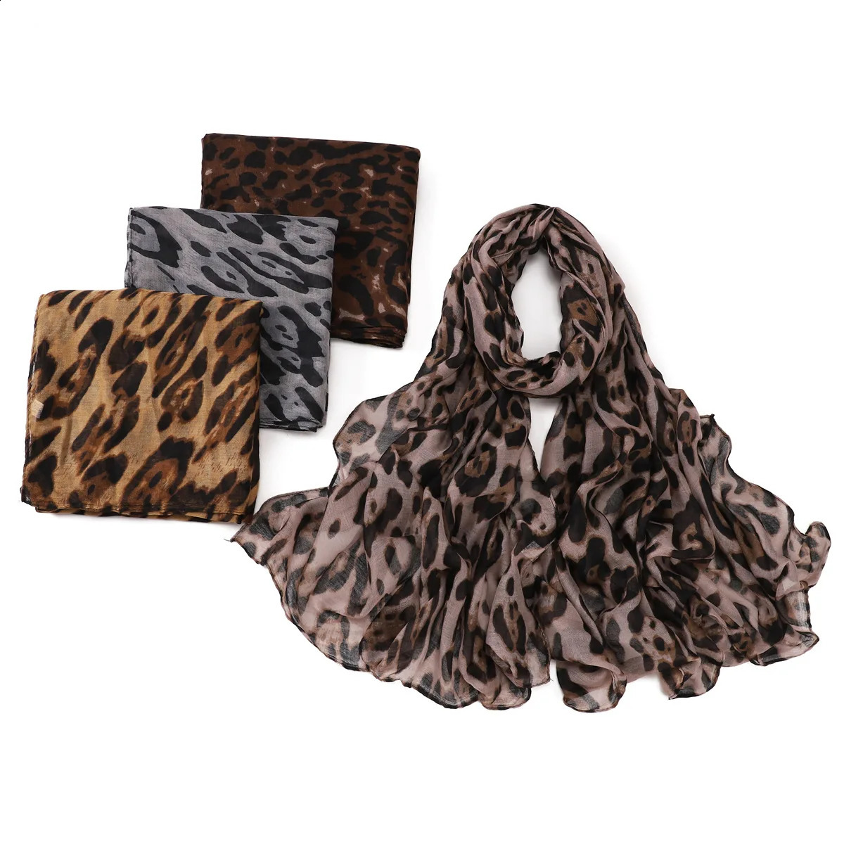 90x180CM Big Size Classic Leopard Print Headscarf Muslim Women Trendy Voile Soft Hijab Shawls Style Long Scarf Bandanas 250121