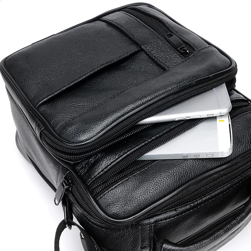 high-quality leather mens casual shoulder messenger bag fashion ten font handbag Mochila handbag 250109