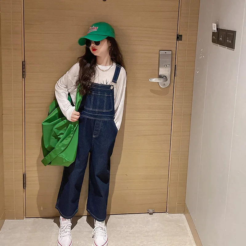 Spring Autumn Suspenders Jeans Bib Pants Korean Style Children Overalls for Girls Denim Jean Jumpsuit Teenage 4 to 16 Years 250117