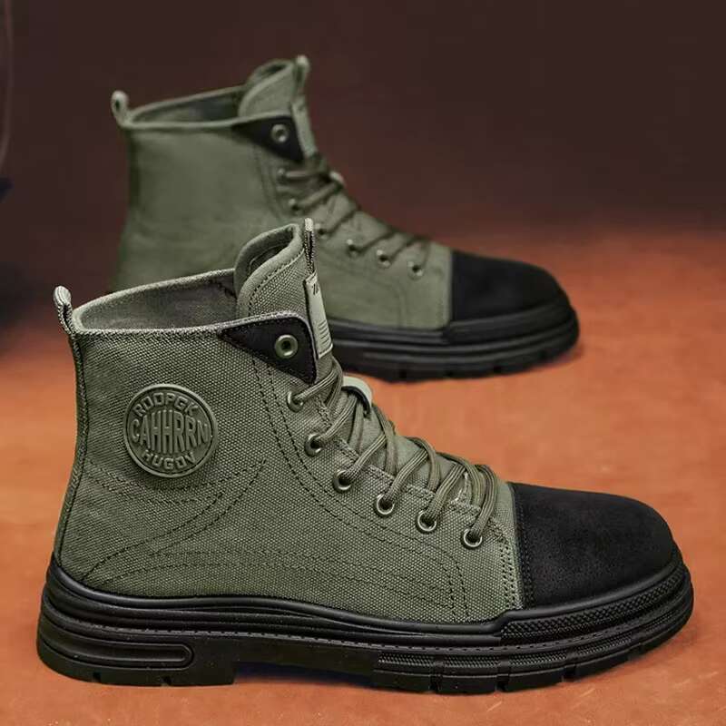 Mens Boots Casual Canvas Shoes Winter Designer Ankle Platform Motorcycle Tactical Cowboy Combat Work Hiking