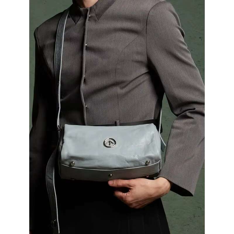 2023 GROTTO Genderless Black Stone Small Fashion Pleated One Shoulder Crossbody Bag
