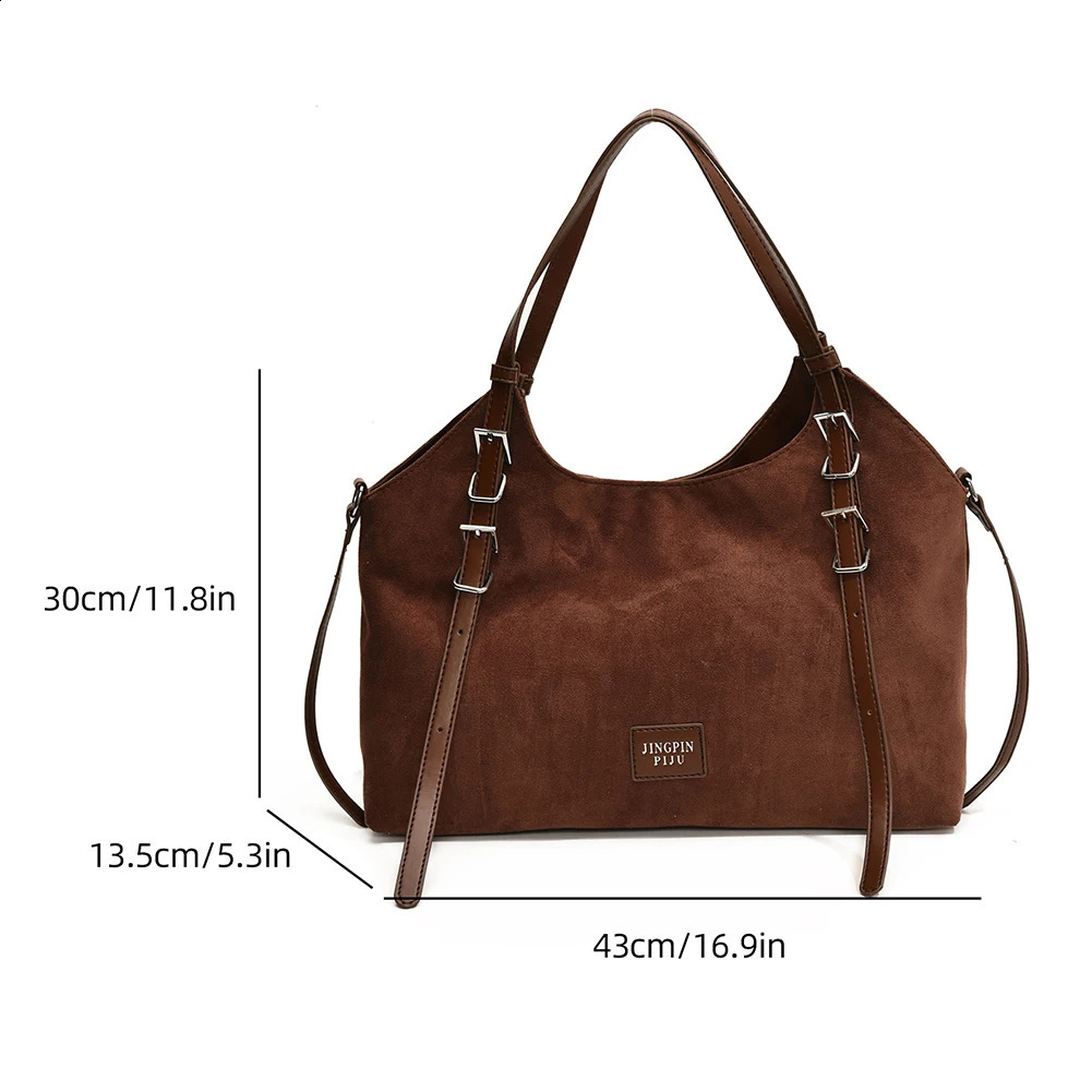 Women Suede Shoulder Bag with Adjustable Strap Underarm Bag Solid Top-Handle Bag Satchel Bag for Work Travel 250122
