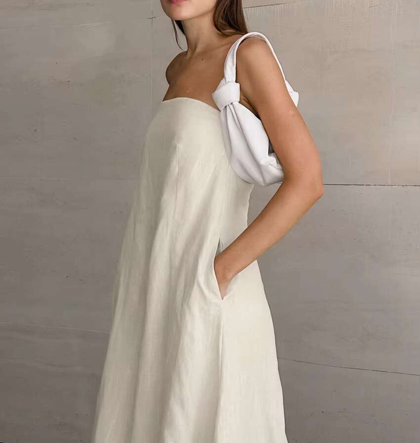 Solid Color Elegant New Off Shoulder Sleeveless Backless Pocket Long Lady Summer Casual Holiday Strapless Dress
