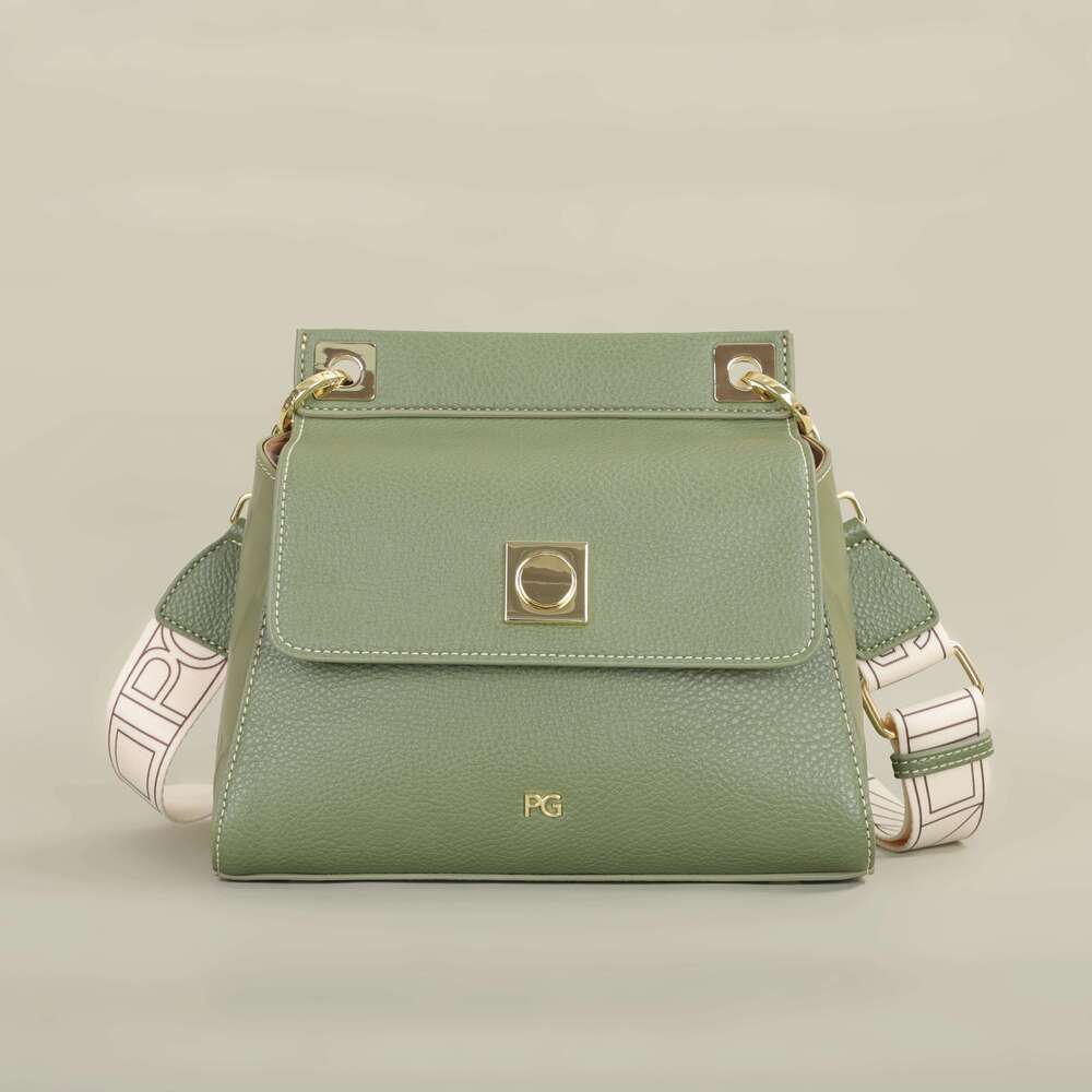 PATSY PG G Women's Crossbody Bag Pure Color Simple Woven Design Suction Buckle Flap Backpack