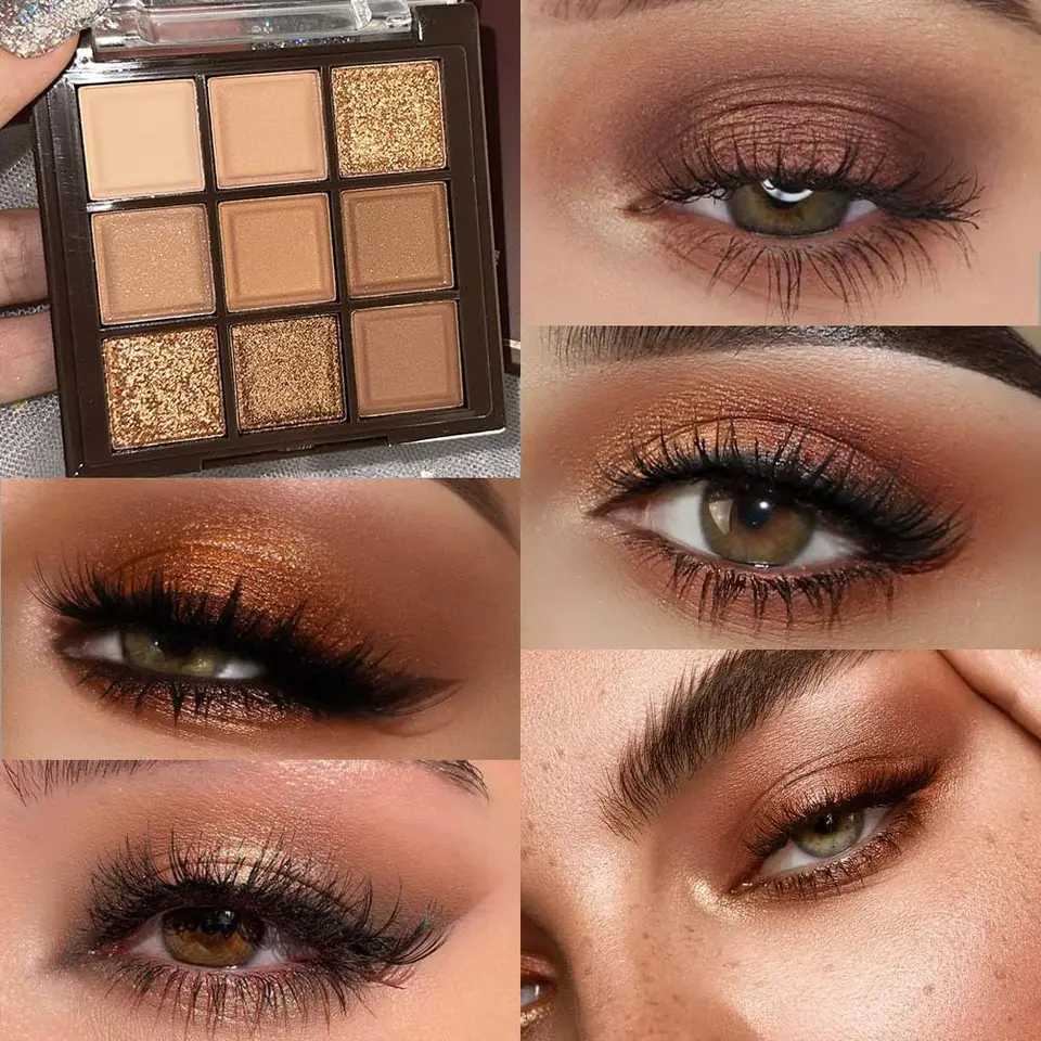 New Arrival 9 Colors Nude Brown Eye Shadow Palette Shiny Highly Pigmented Eyeshadow Palette For Lasting Waterproof Women Makeup Z250121