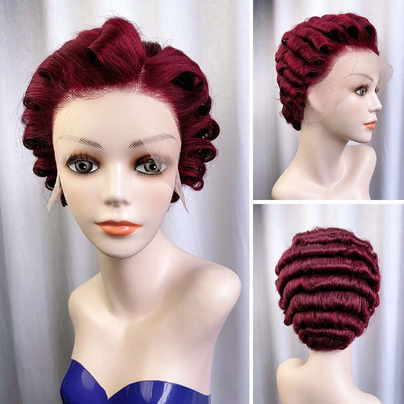 Lace Front Wig Cover T Shape Mini Elf Front Lace X Real Person Wig Short Curly Hair Partial Split Headset Customization