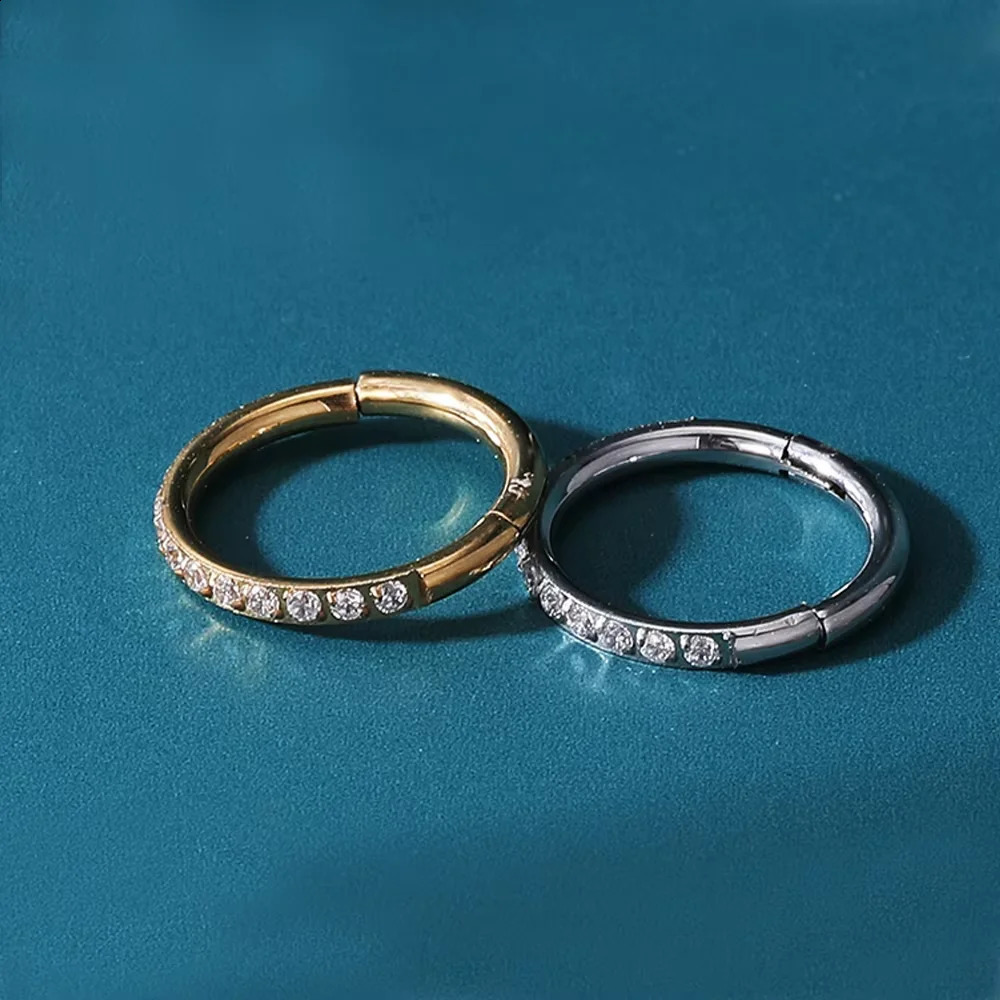 110Pcs G23 14G16G18G Nose Rings Hinged Segment Ear Cartilage Tragus Earrings Hoops Septum Clicker Piercing Jewelry 250110