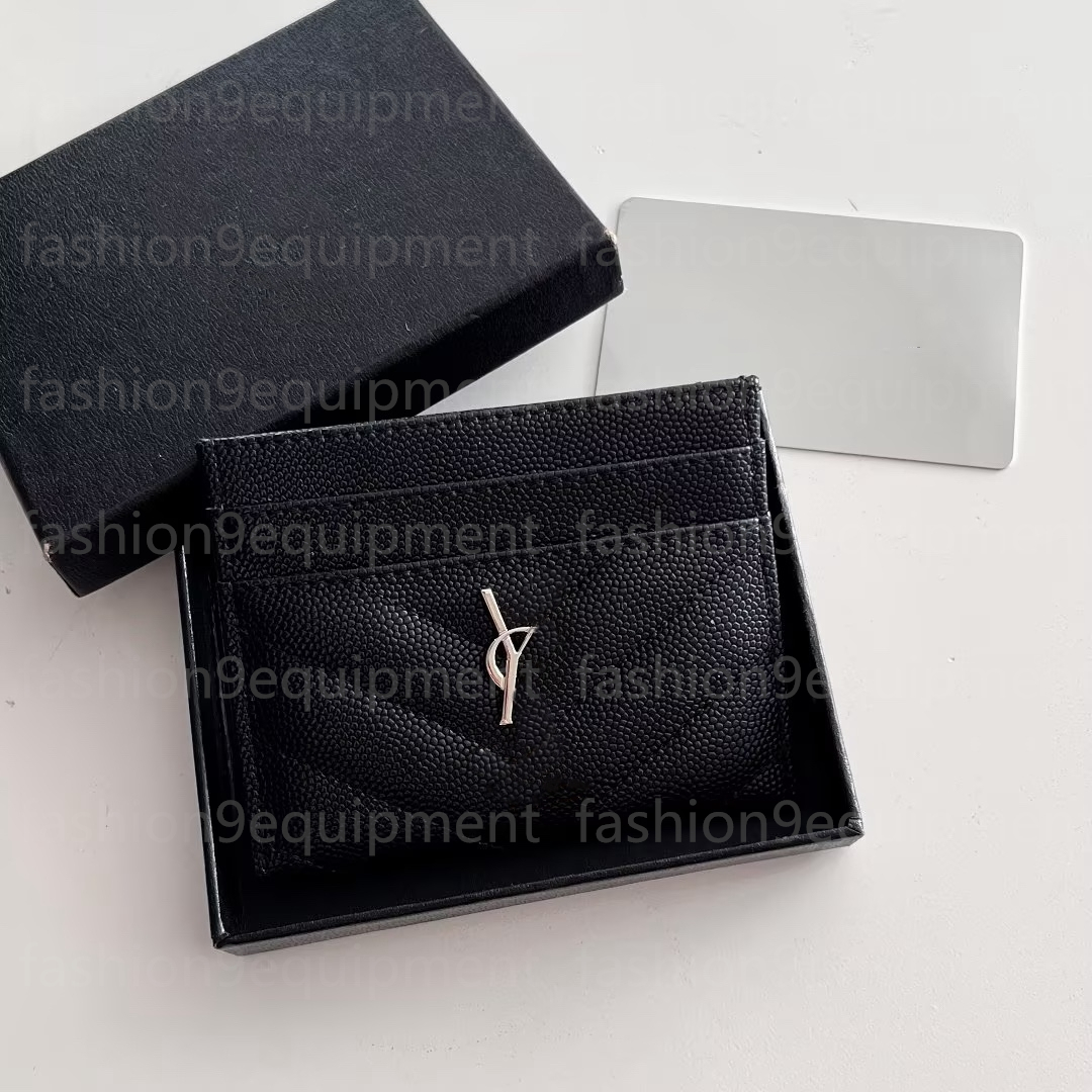 Top Luxury Designer Caviar Card Holder Leather Purse Fashion Y3 Womens Purses Mens Key Ring Credit Cards Wallet Bag Travel Documents Passport Holders with box card