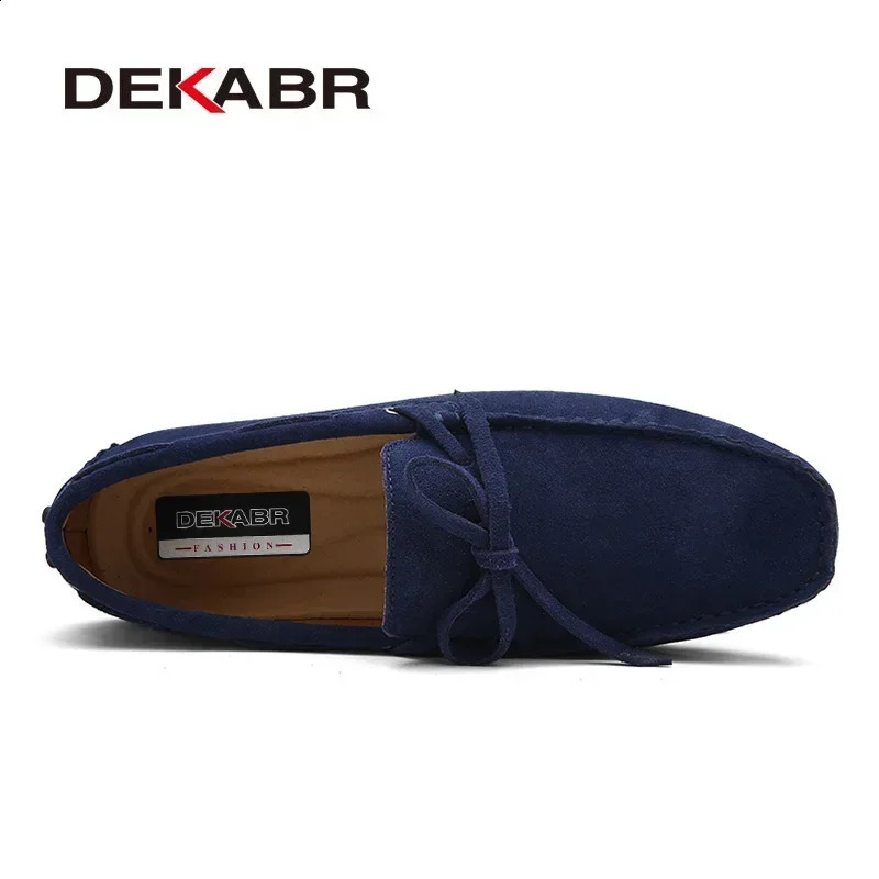 DEKABR Genuine Leather Men Casual Shoes Mens Loafers Moccasins Breathable Slip on Black Driving Shoes Size 35-49 250113