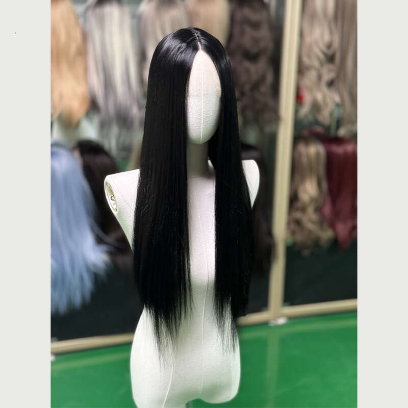 Lace Front Wig Cover T Shape Front Lace Wig Women S Hair Head Cover Natural Simulation Hair Invisible Bangs Black Long Straight Full Top Wig Cover