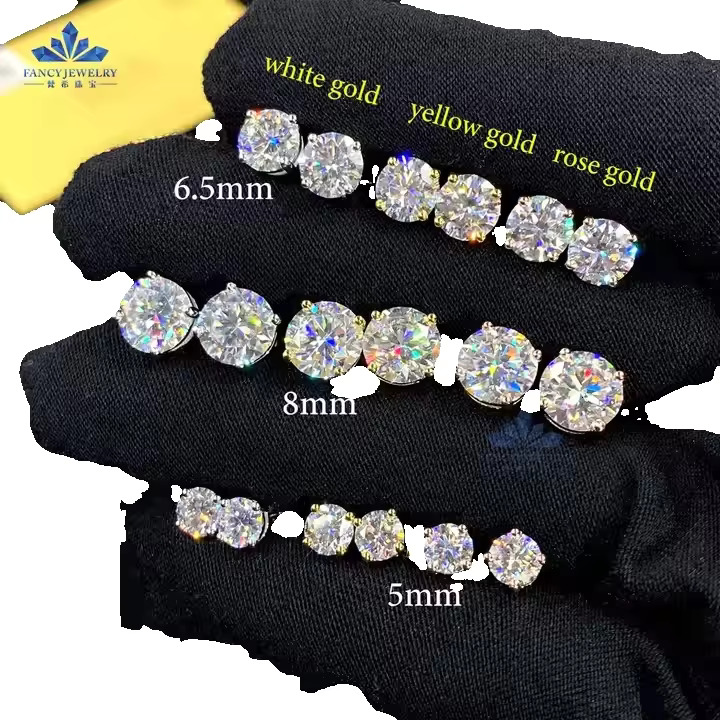 Screwback earring 3mm-10mm piercing jewelry 4 prongs set CVD HPHT lab grown stud in VVS Elegant Dazzg