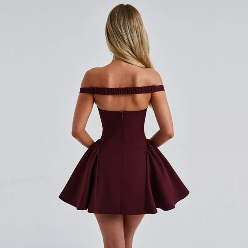 Avrilyaan Deep V Off Shoulder Backless Sexy A-line Dress Women Elegant Party Dress Slash Neck Bodycon Mini Summer Dress Vestidos 250113