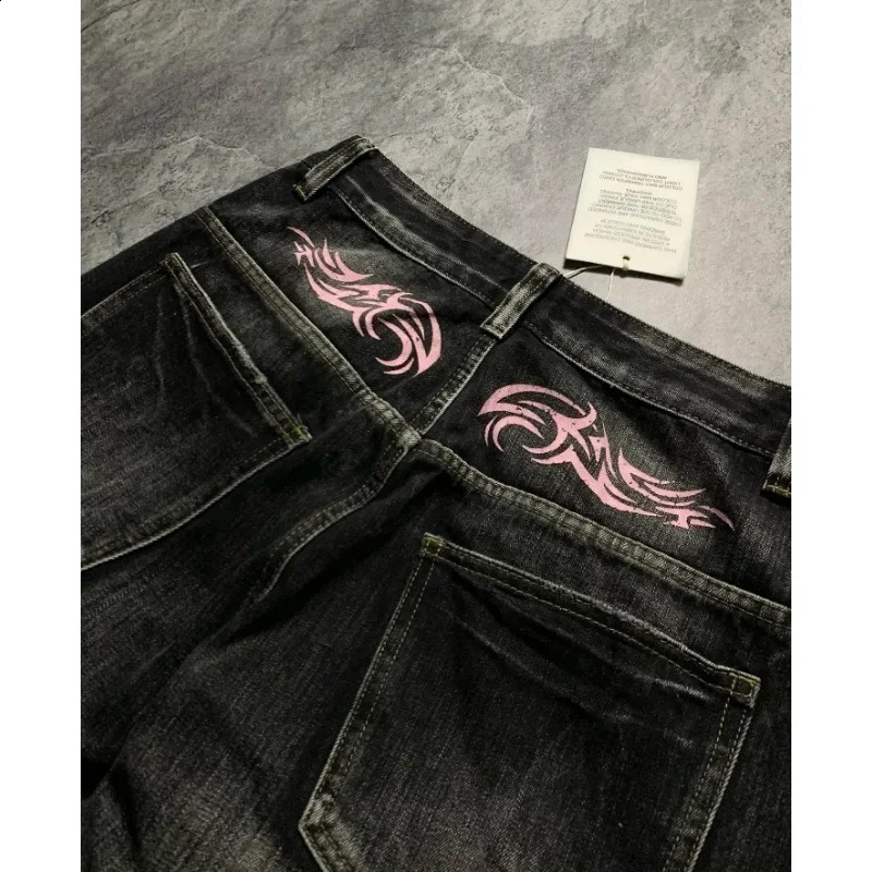 Hip hop street wear geometric print high quality ripped jeans for men clothing Spring Festival skateboard trend sweatpants 250121