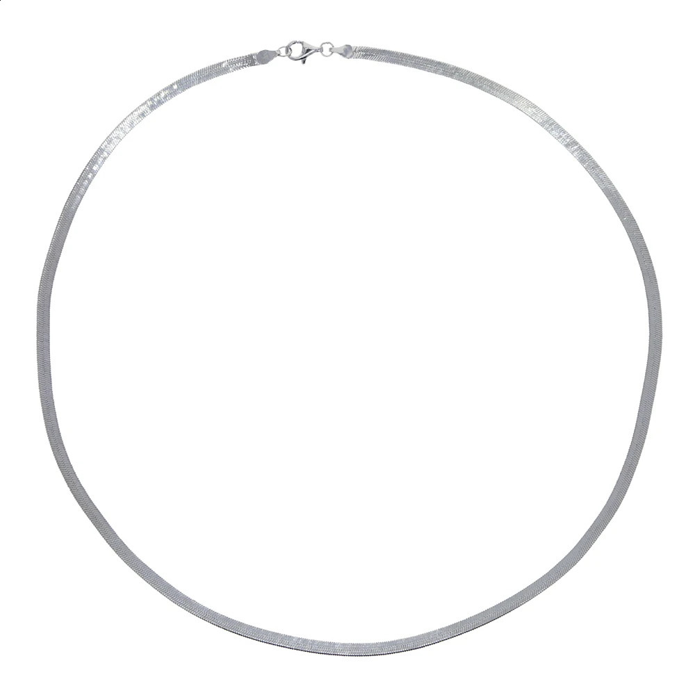100% 925 Sterling Silver m Width Snake Bone Chain Necklace For Women Girl Delicate Gold Color Flat Choker Stacking Jewelry 250120