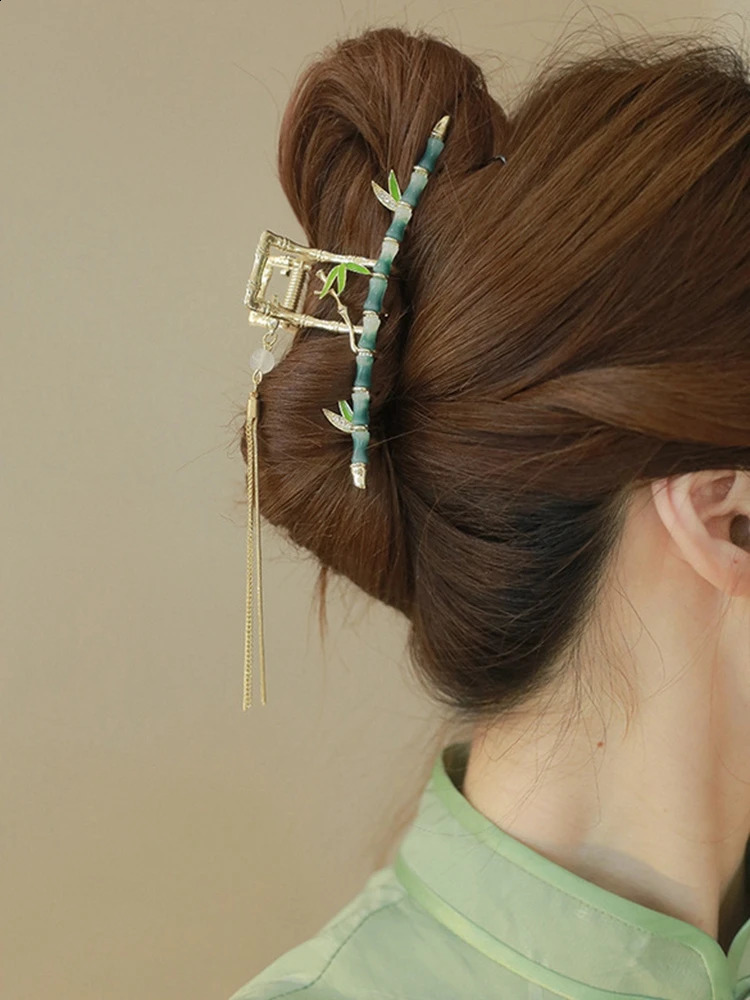 Vintage Alloy Long Tassel Hair Claw For Women Rhinestones Hair Clip Barrettes Hairpin Hair Accessories 250120