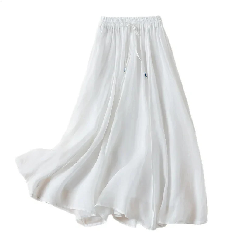 Plus Size Artistic Vintage n Sensibility Niche Cotton Linen Skirt Solid Color Half 2023 Style Womens Fas 250122