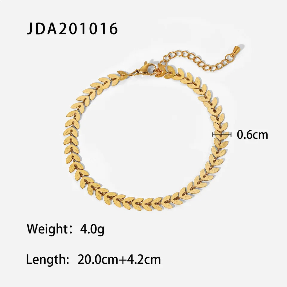 JitDoo Bohemian style 18K gold-plated stainless steel leaf chain necklace suitable for womens summer beach necklace fashionable jewelry 250110