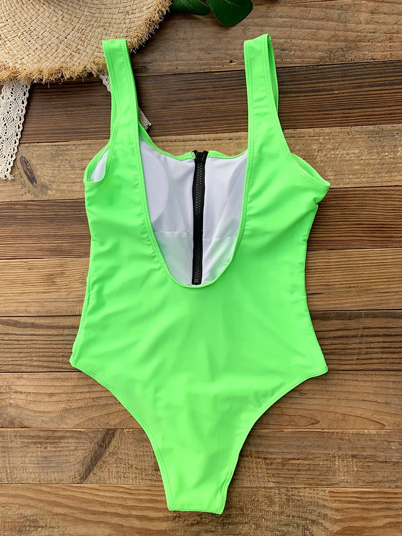 Front Zip Up One Piece Swimsuit Monokini Backless Swimwear Onepiece Swimming Suit for Women Summer Trend Beachwear 250122