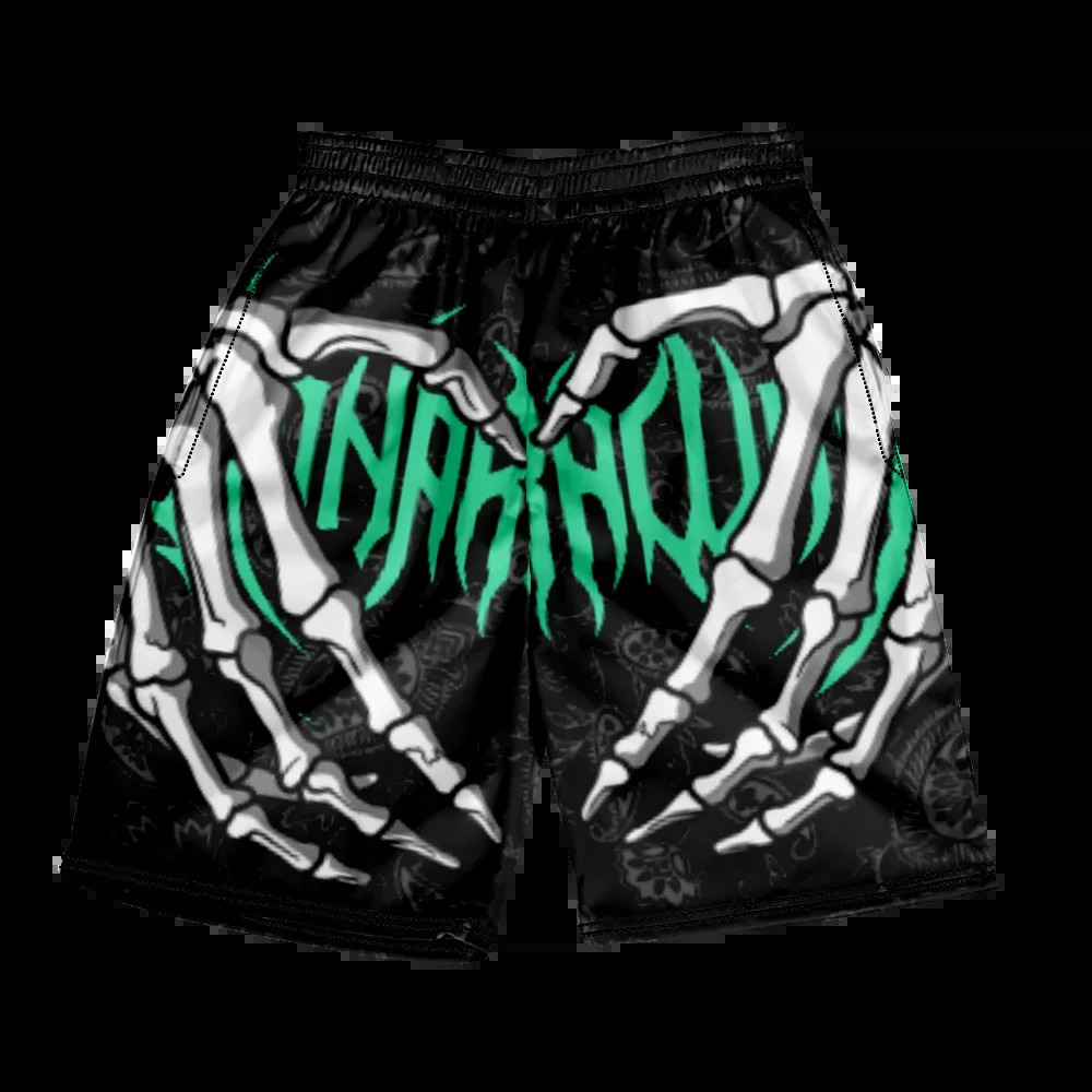 2024 Summer Classic Skull Beach Short Pants Fashion Skeleton Hand Print Men Women Gym Shorts Quick Drying Trunks Ice 250219