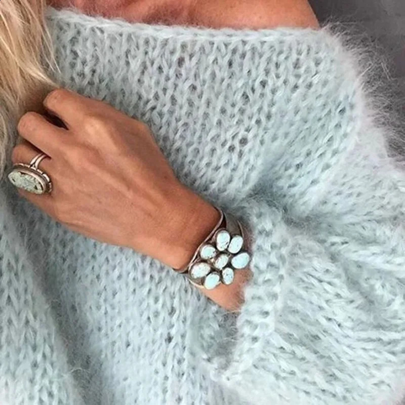 Fall Fashion Mohair Sweaters Thick Long Seleve Top Oversized Women Pullovers Autumn Knitted Pink Sweaters Preppy Style Harajuku 250117