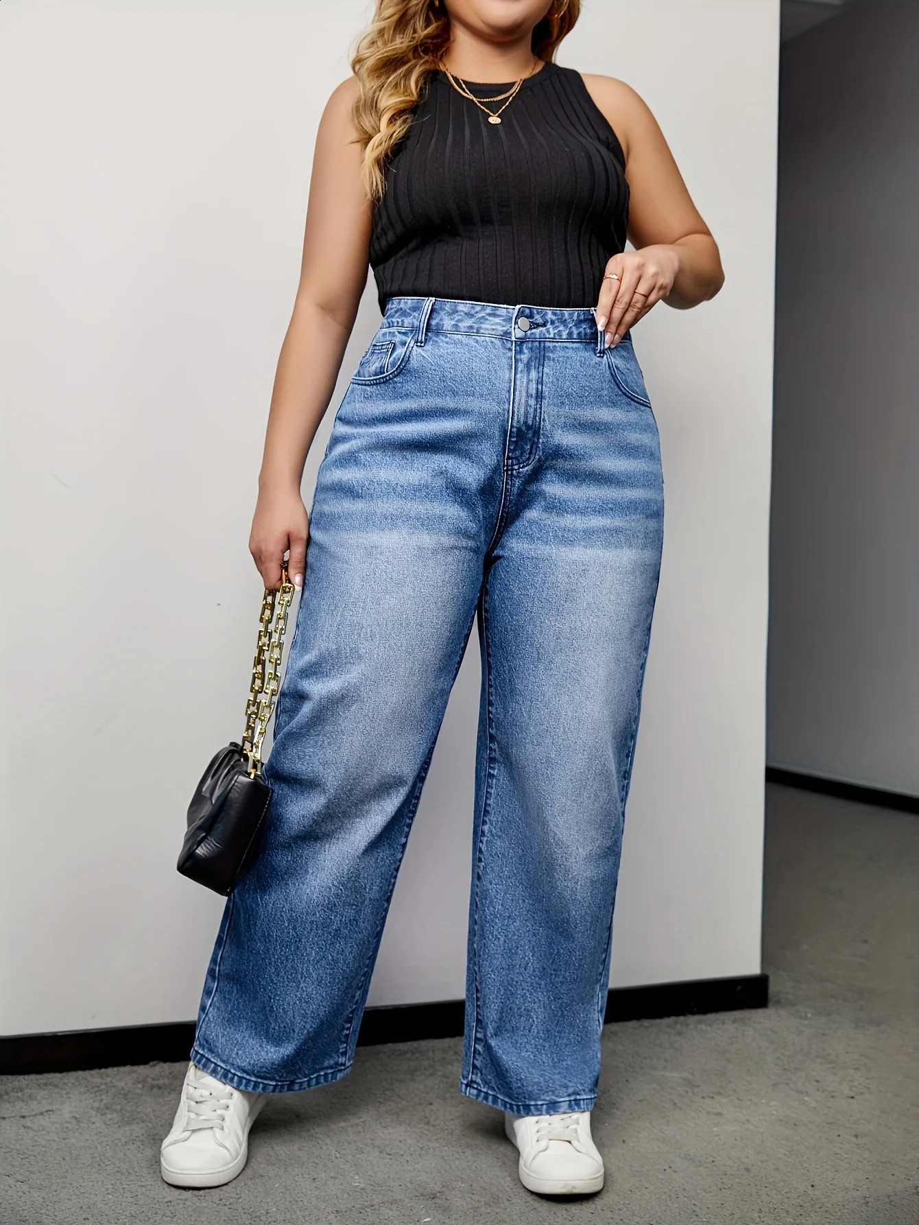 Womens loose plus size jeans 250121