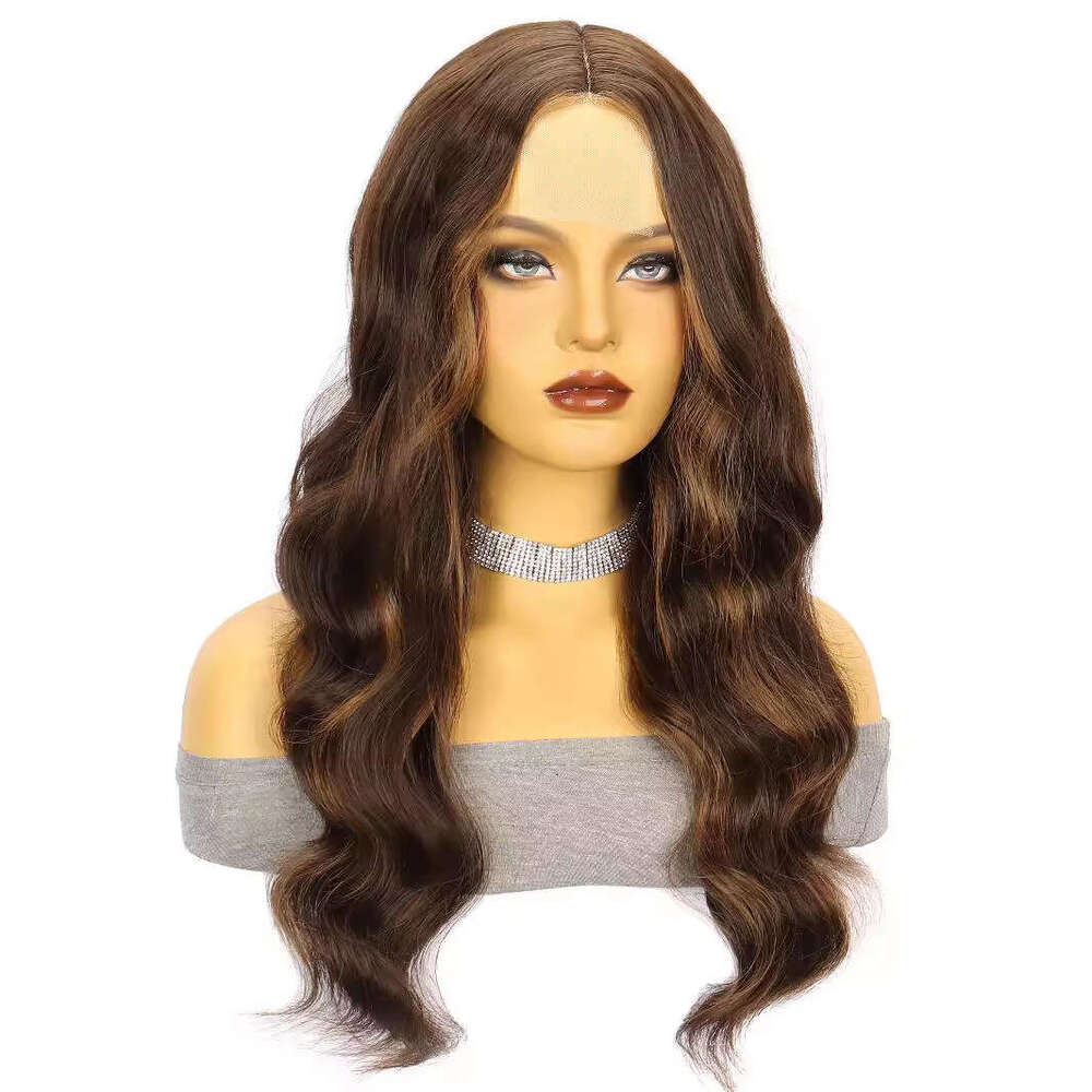 Lace Front Wig Cover T Shape New Brown Straight Hair With Big Waves Long Curly Hair Synthetic Front Lace Women S Wig Headband Small Size
