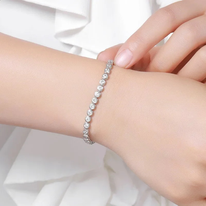 Halaile D Color Full S925 Sterling Silver Sparkling Bubble Tennis Bracelet with GRA Fine Jewelry Womens Trendy Gift 250121