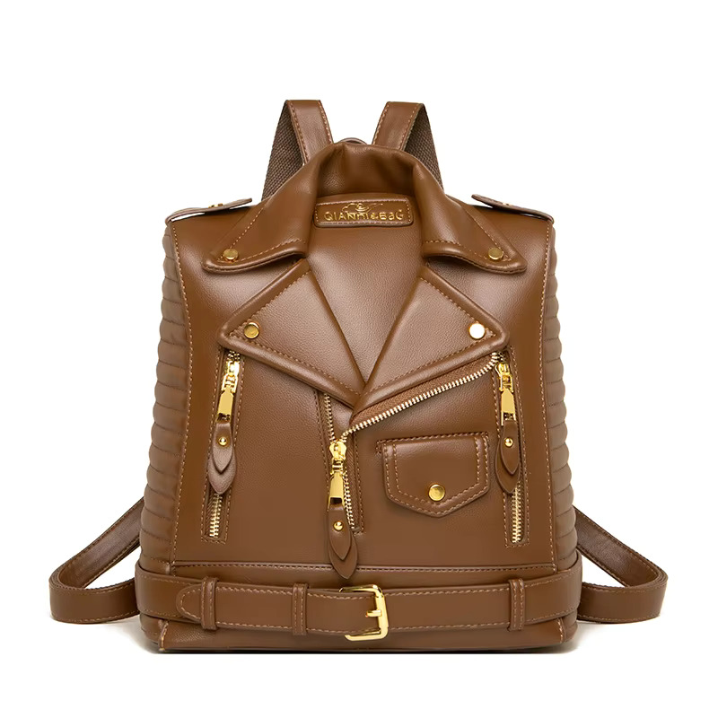 Jacket Design Backpack For Women Fashion Personalized Motor Rivet Designer Ladies Punk Travel Girls School Bag