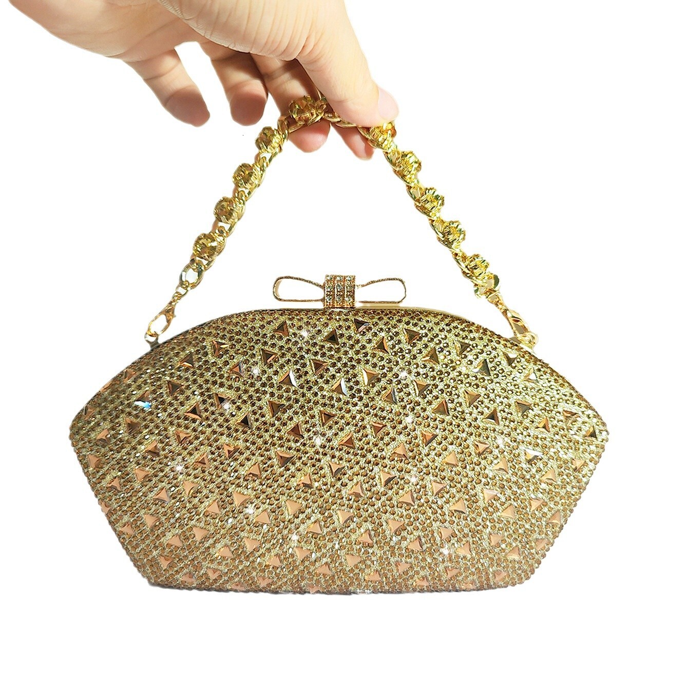 new style New With Alloy Flower Diamond Embedding Dinner Bag, Celebrity Dress, Banquet Handheld Bag For Women