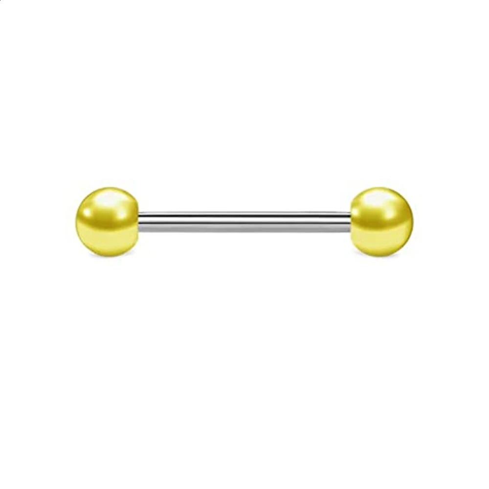 1PCS4PCS Stainless Steel 14G Tongue Rings Barbell Glow Jewelry for Women piercing Piercing Yellow 250110