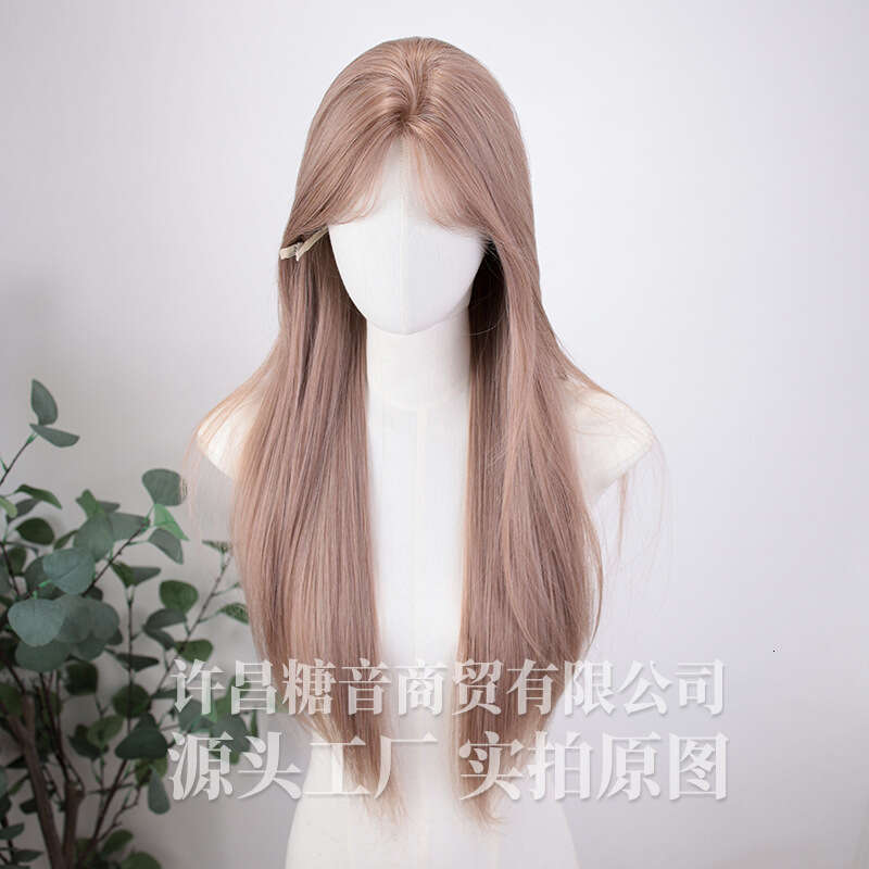Lace Front Wig Cover T Shape Tangyin Wig Summer New Girl Group Color One E Lace Long Straight Hair Full Headset Natural Round Face