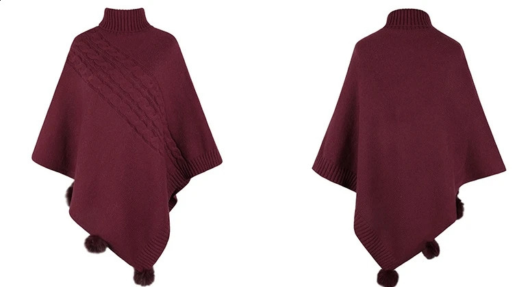 Autumn Womens Shawl Coat Solid Color Twisted Neck High Neck Pullover Sweater Bat Sleeve Knitted Sweater Wool Ball n Shawl 250121