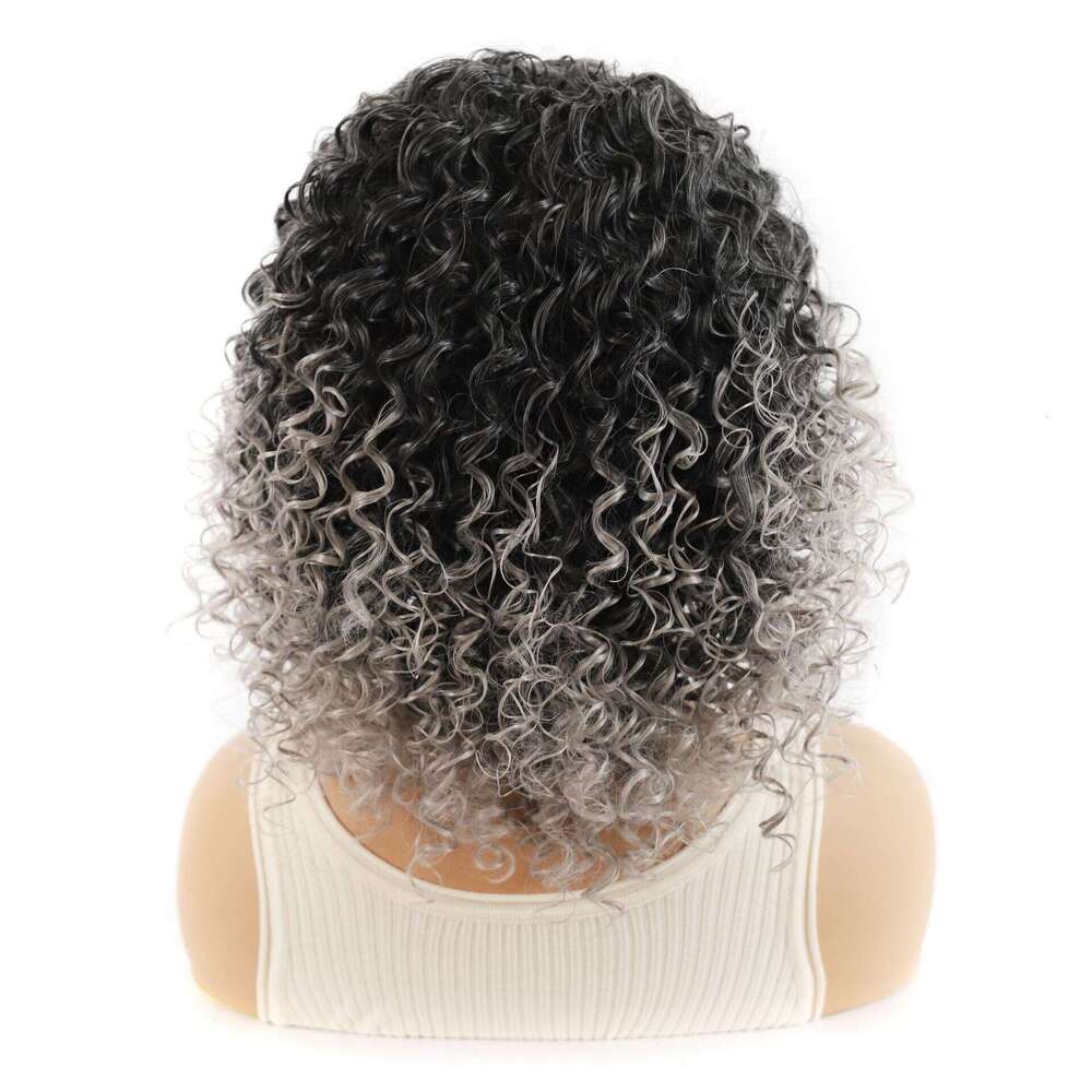 Lace Front Wig Cover T Shape Small Black Gradient Grandma Gray Deep Roll Wig Synthetic Headband Batch