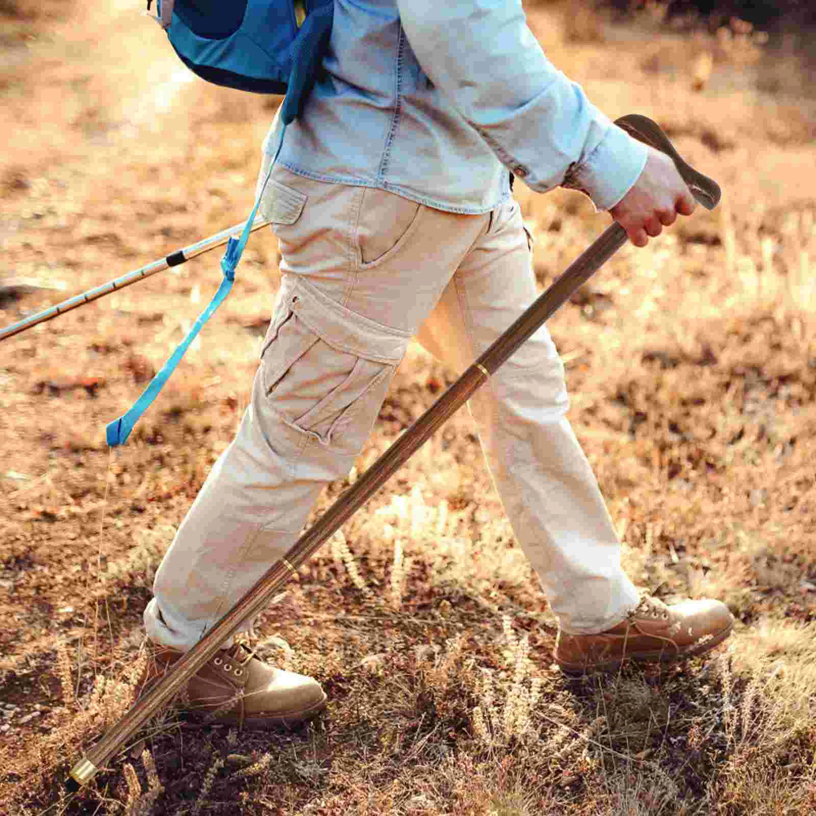 Wood Cane Curved Walking Mountain Carving Trekking Climbing Canes Pole for Hand Crutch Crutches 87x14cm 250117