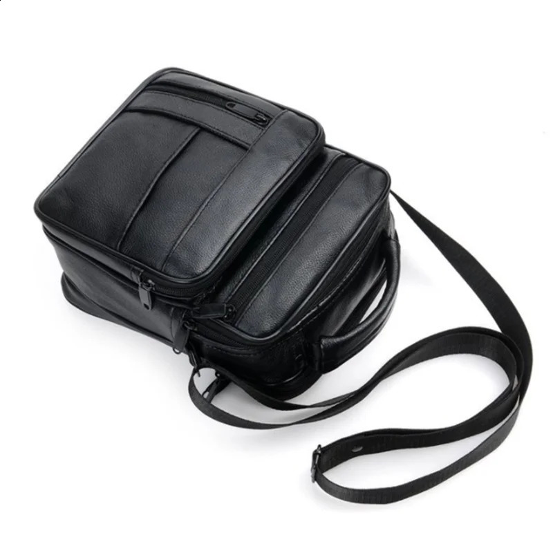 high-quality leather mens casual shoulder messenger bag fashion ten font handbag Mochila handbag 250109