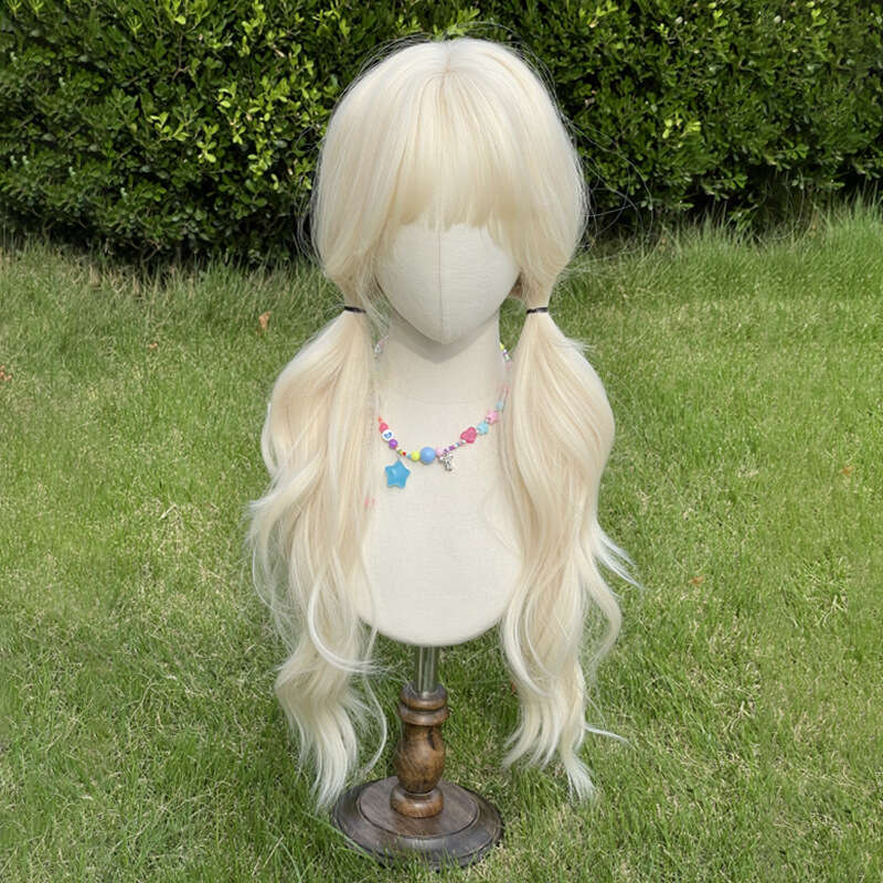 Lace Front Wig Cover T Shape Wig Women S Long Curled Hair White Gold Lolita Big Wave Sweet Natural Fluffy New Full Head Set