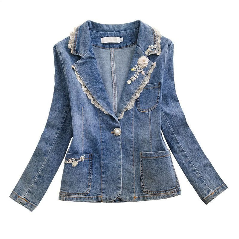 2024 Spring Autumn Womens Denim Jacket Long Sleeve Overcoat Loose Coat Button Outwear Streetwear Jeans Jackets 250113