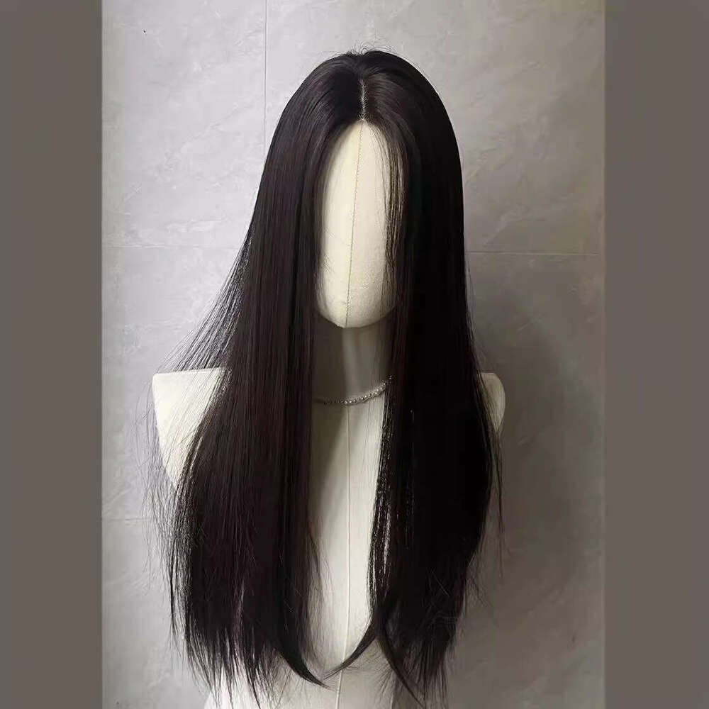 Lace Front Wig Cover T Shape New Product Small Lace Wig Women S Full Head Cover Mid Split Fluffy Figure Eight Bangs Long Curly Hair Straight Hair Wig