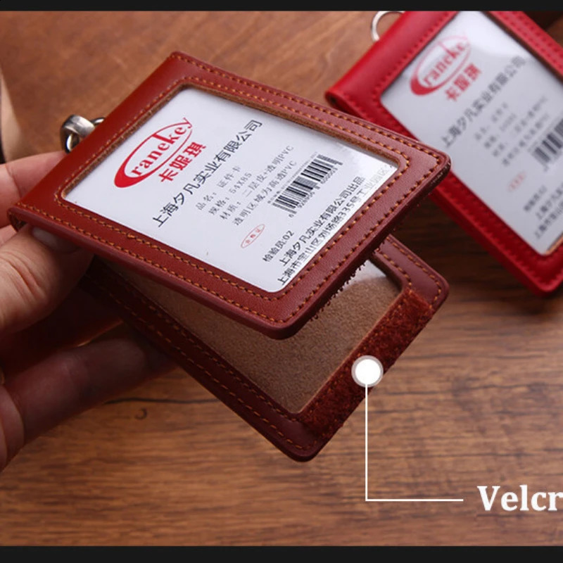 Genuine leather Badge Holder Business Work Card Neck Strap Lanyard ID Chest Card Name tag Case Office Supplies 250120