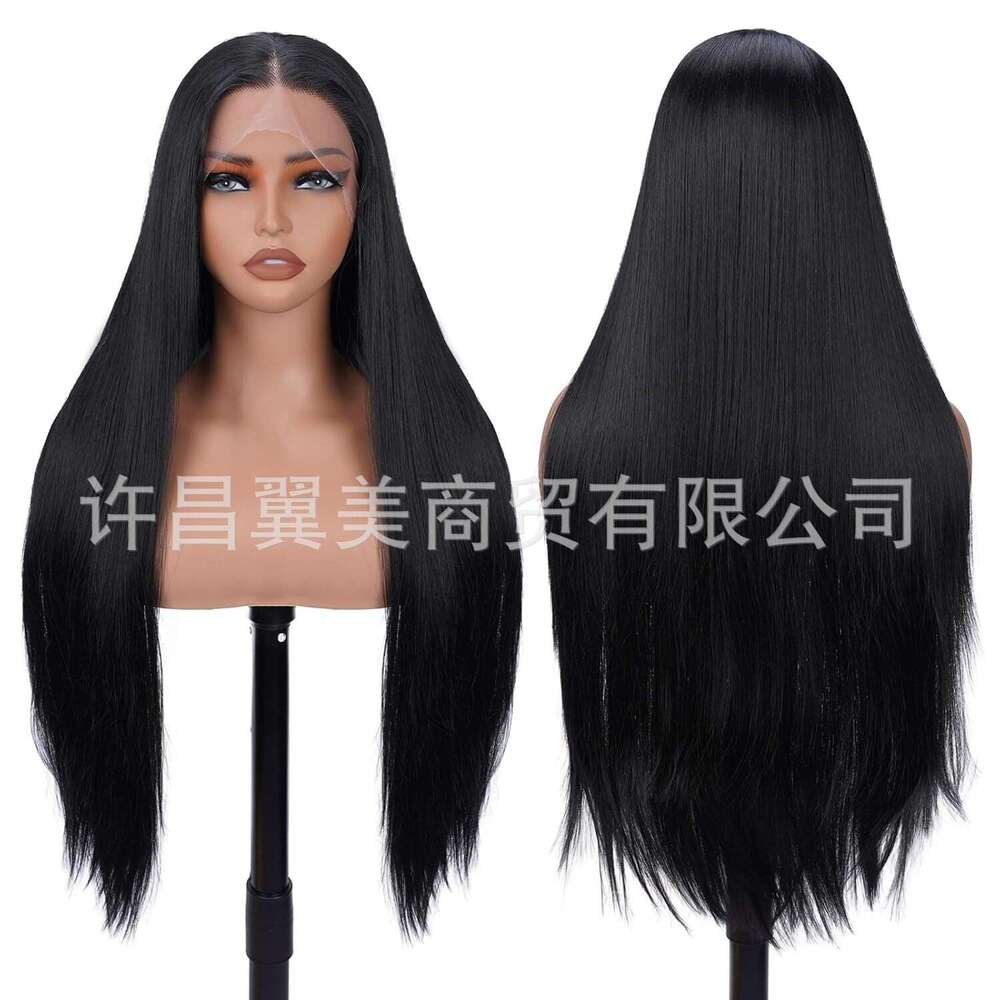 Lace Front Wig Cover T Shape Wig Long Straight Japanese Silk Lace Synthetic Headband Simulating Human Hair Wigs