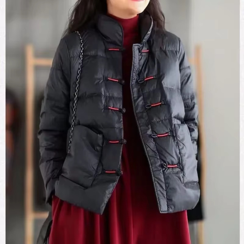 Vintage Single-Breasted Quilted Puffer Jacket Warm Lightweight Parka Windproof Outerwear Winter Clothestrends Coat New