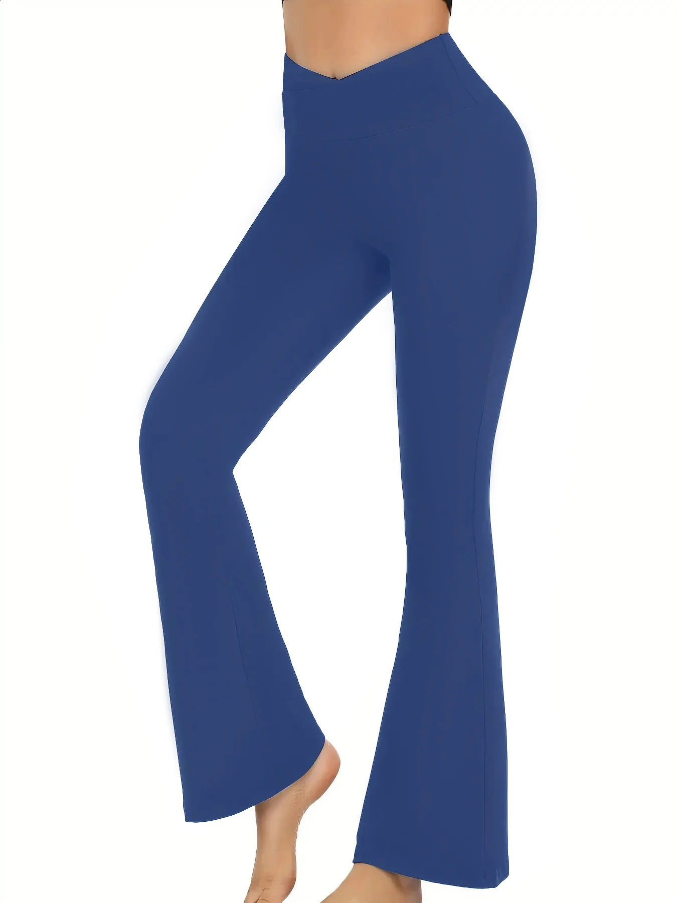 Crossover Flare Leggings for WomenHigh Waist V Cross Bootcut Bell Bottoms Tummy Control Yoga Pants 250118