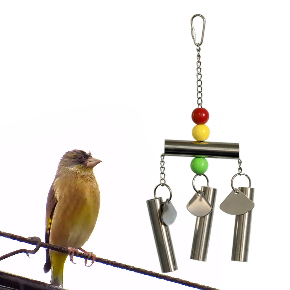 Stainless Steel Bell Bird Toy for Medium and Large Sized Parrot and Squirrel Random Beads Color 250121