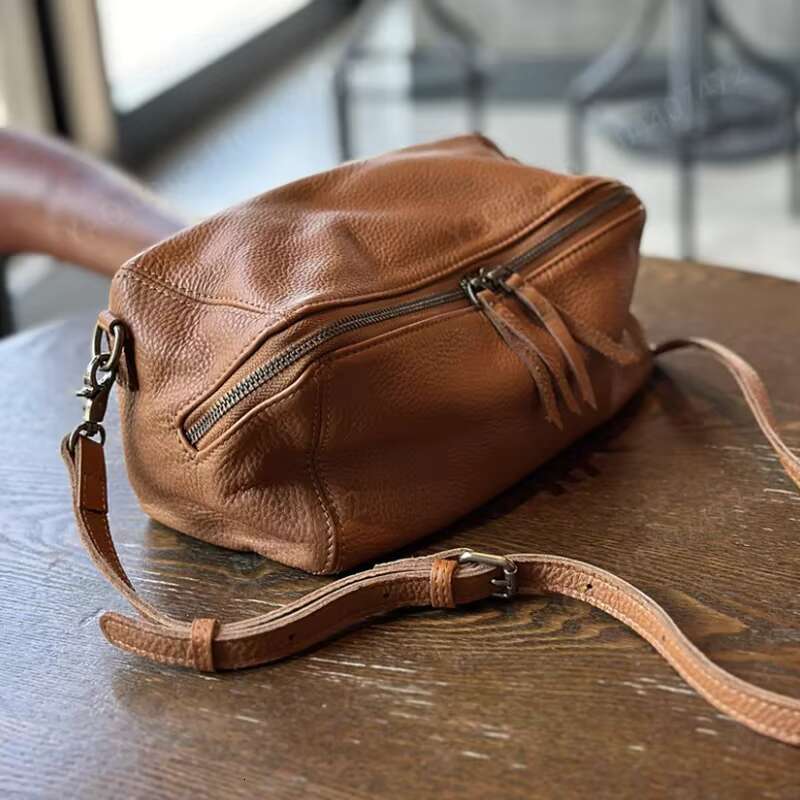 Yao Dong 2025 New Vintage Female Plant Tanned Cow Single Shoulder Crossbody Leather Bucket Fashion Small Bag